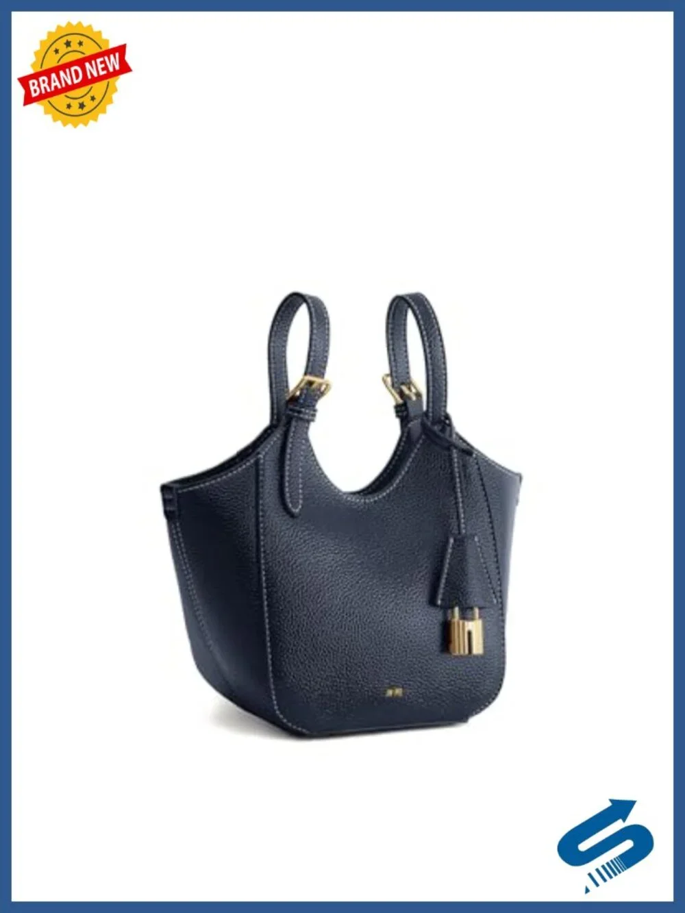 Mini Vegan Leather Tote Bag with Gold Hardware, Detachable Crossbody Strap